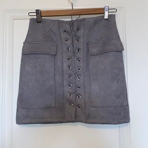 Suede lace up skirt